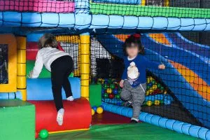 Children exploring the soft play zone
